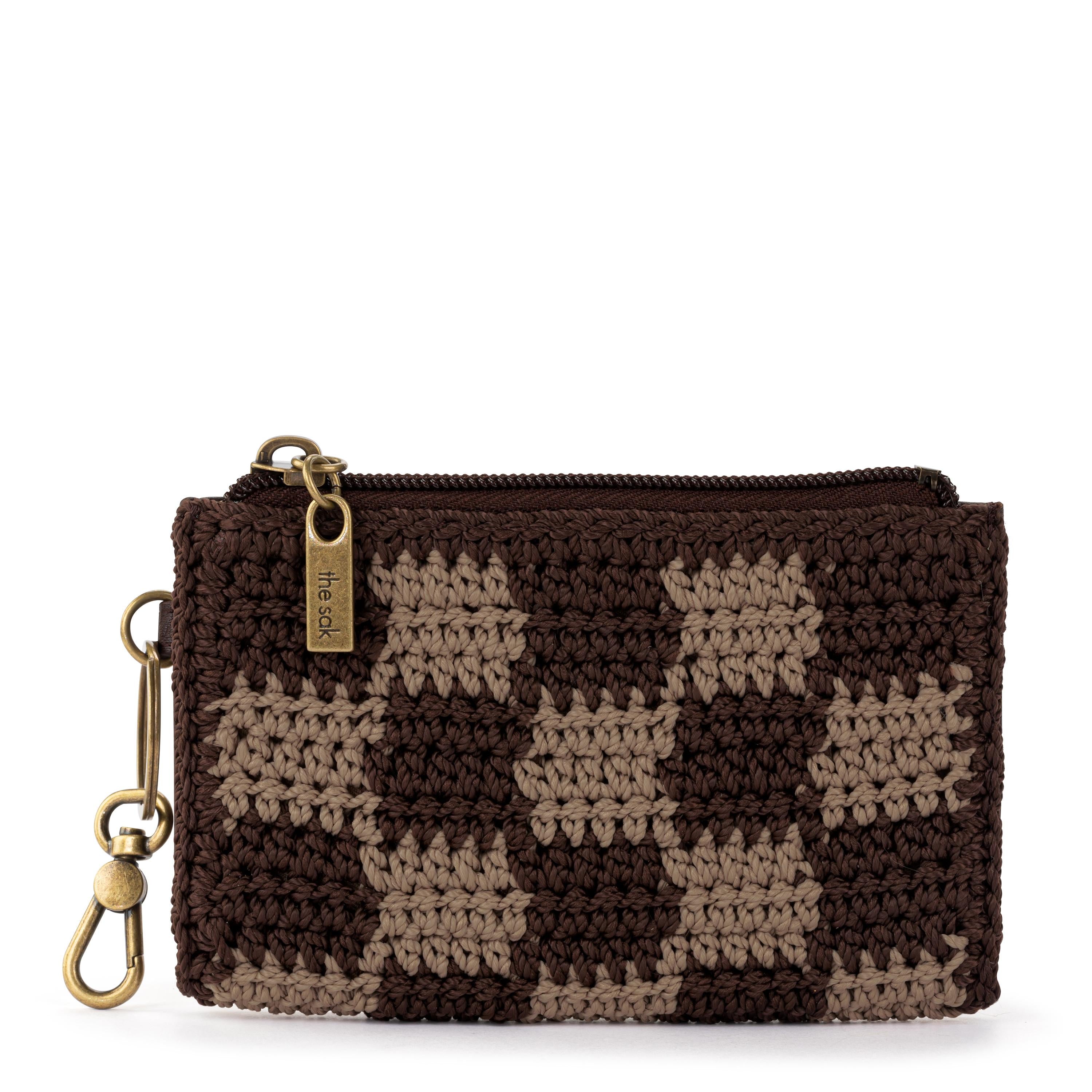 The Sak Encino Essential Wallet - Hand Crochet - Brown Check