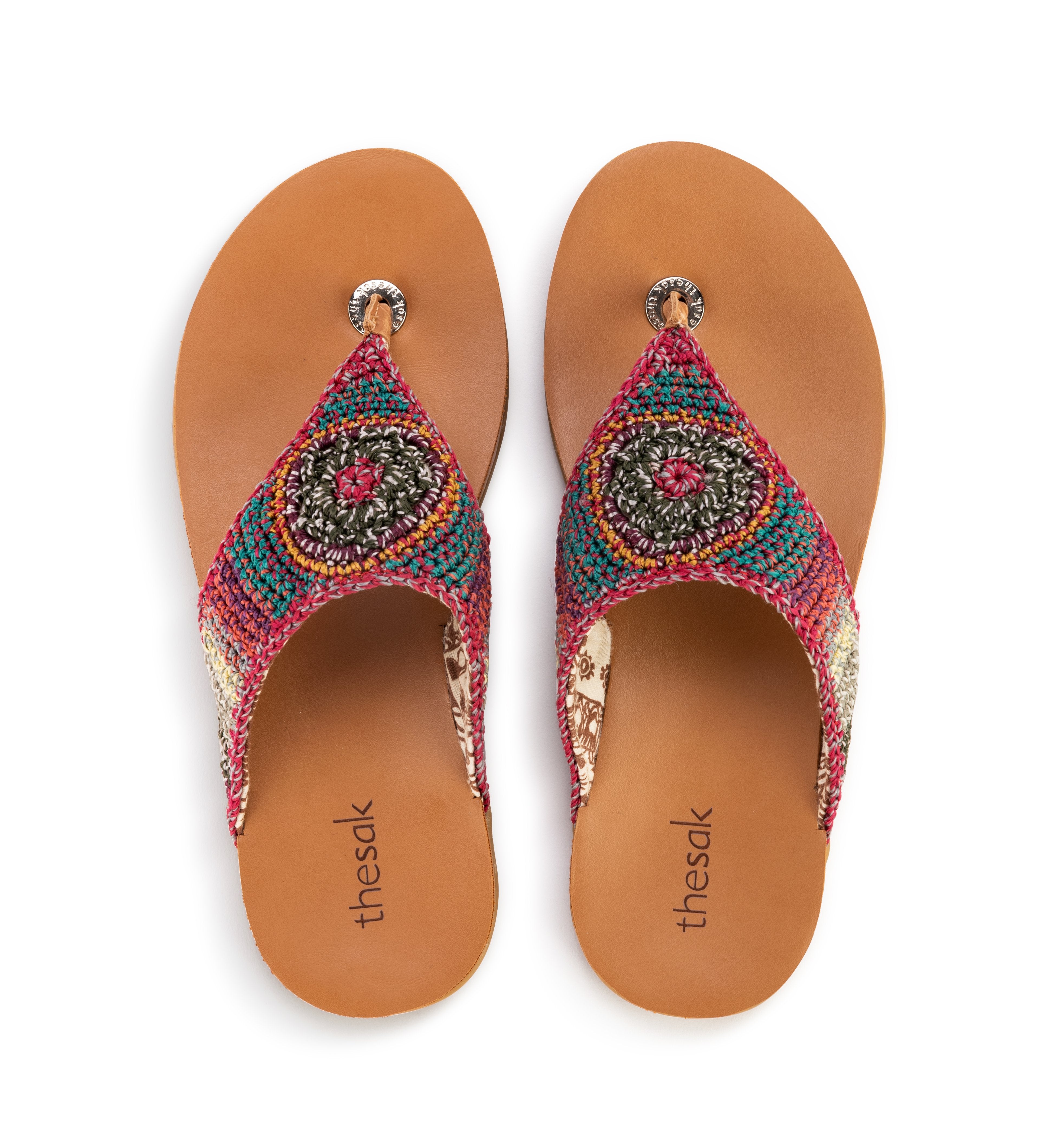 The Sak Shana Sandal - Hand Crochet - Sunset Stripe Batik Lining