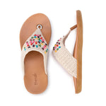 The Sak Shana Sandal - Hand Crochet - Ecru Multi Beads