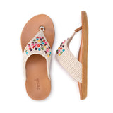 The Sak Shana Sandal - Hand Crochet - Ecru Multi Beads