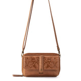 The Sak Sequoia XL Smartphone Wallet - Leather - Tobacco Floral Embossed
