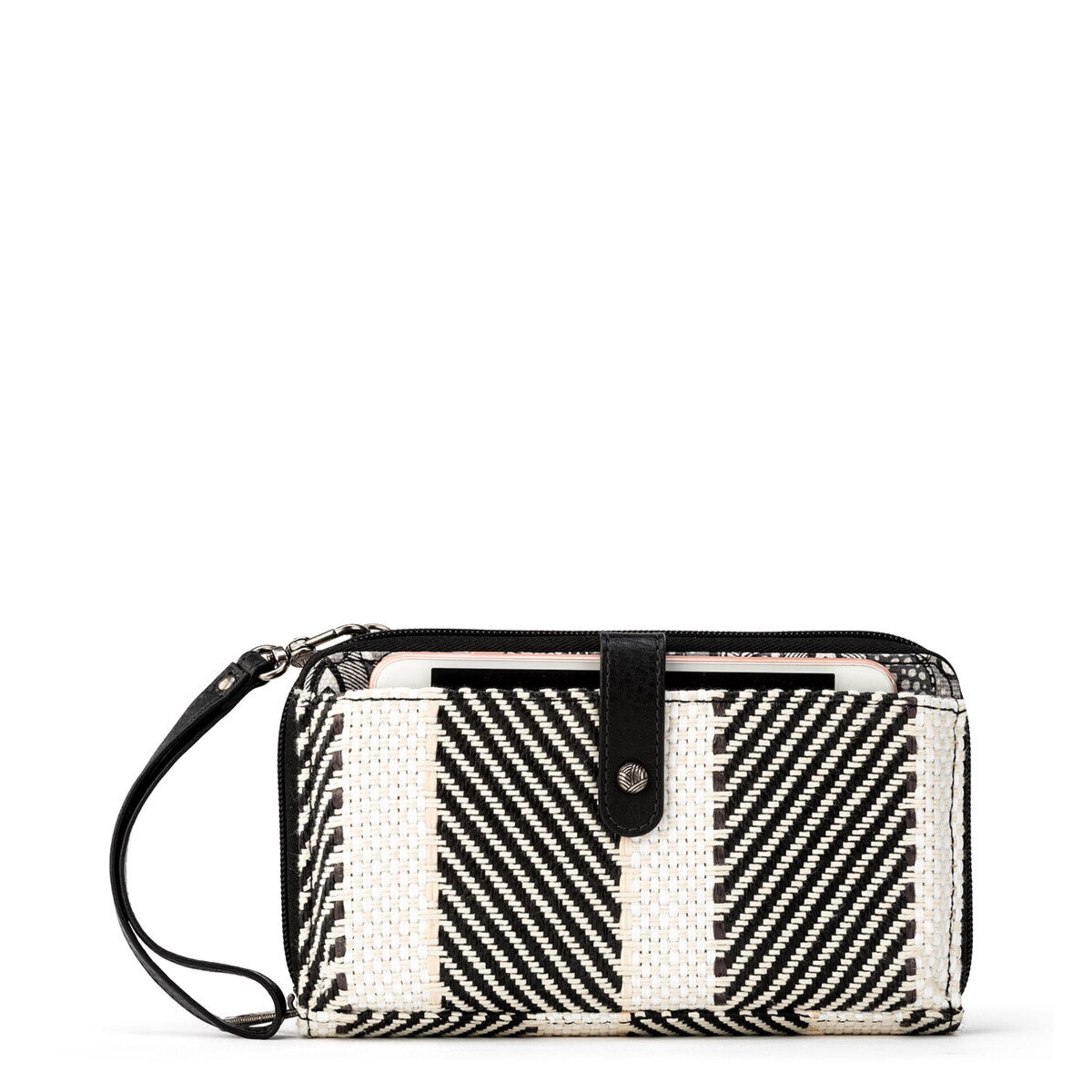 Sakroots Smartphone Wallet - Straw - Black and White Soulful Desert Woven
