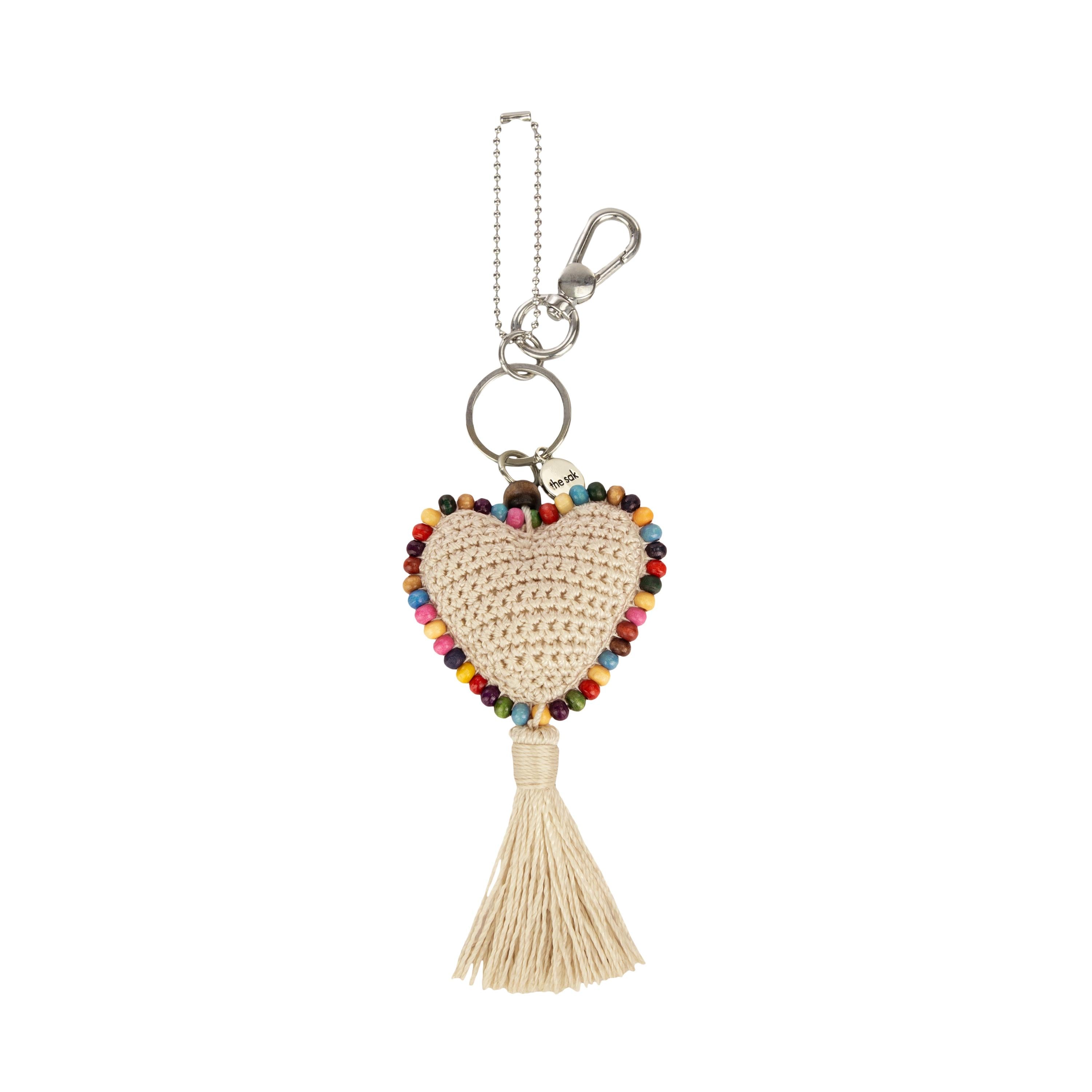 The Sak Yarnicharmz Dangle - Hand Crochet - Natural Heart