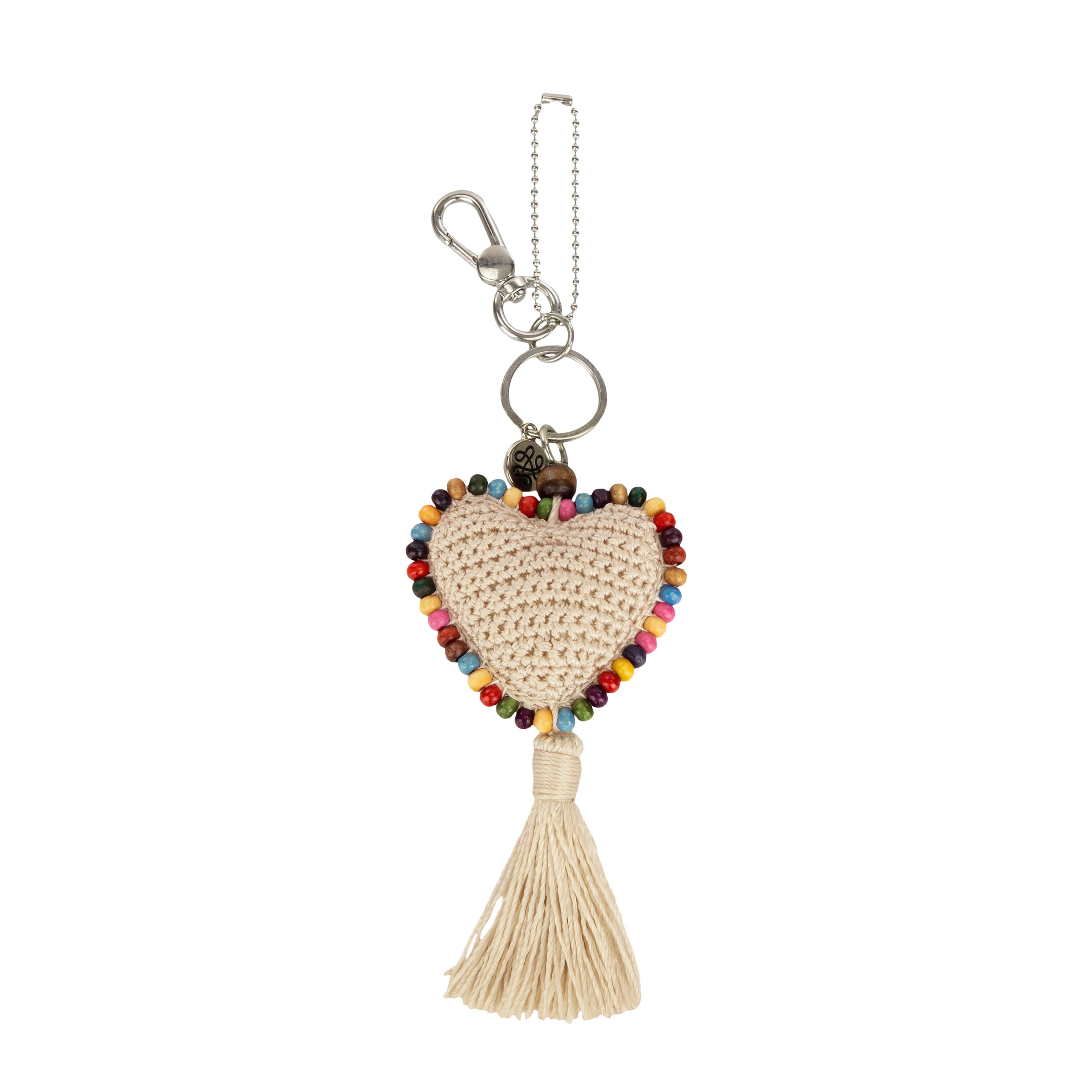 The Sak Yarnicharmz Dangle - Hand Crochet - Natural Heart