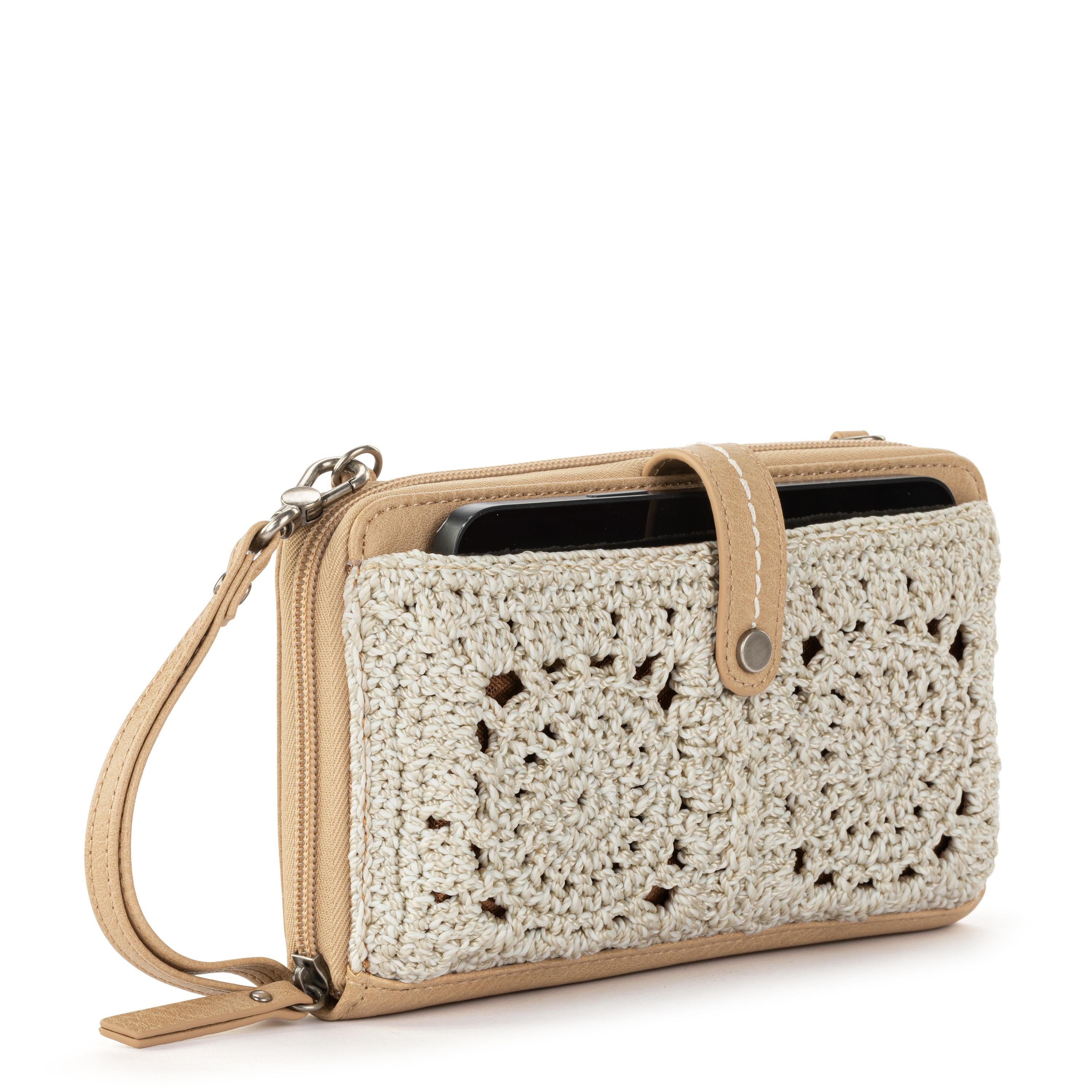 The Sak Iris Smartphone Wallet - Hand Crochet - Natural Medallion