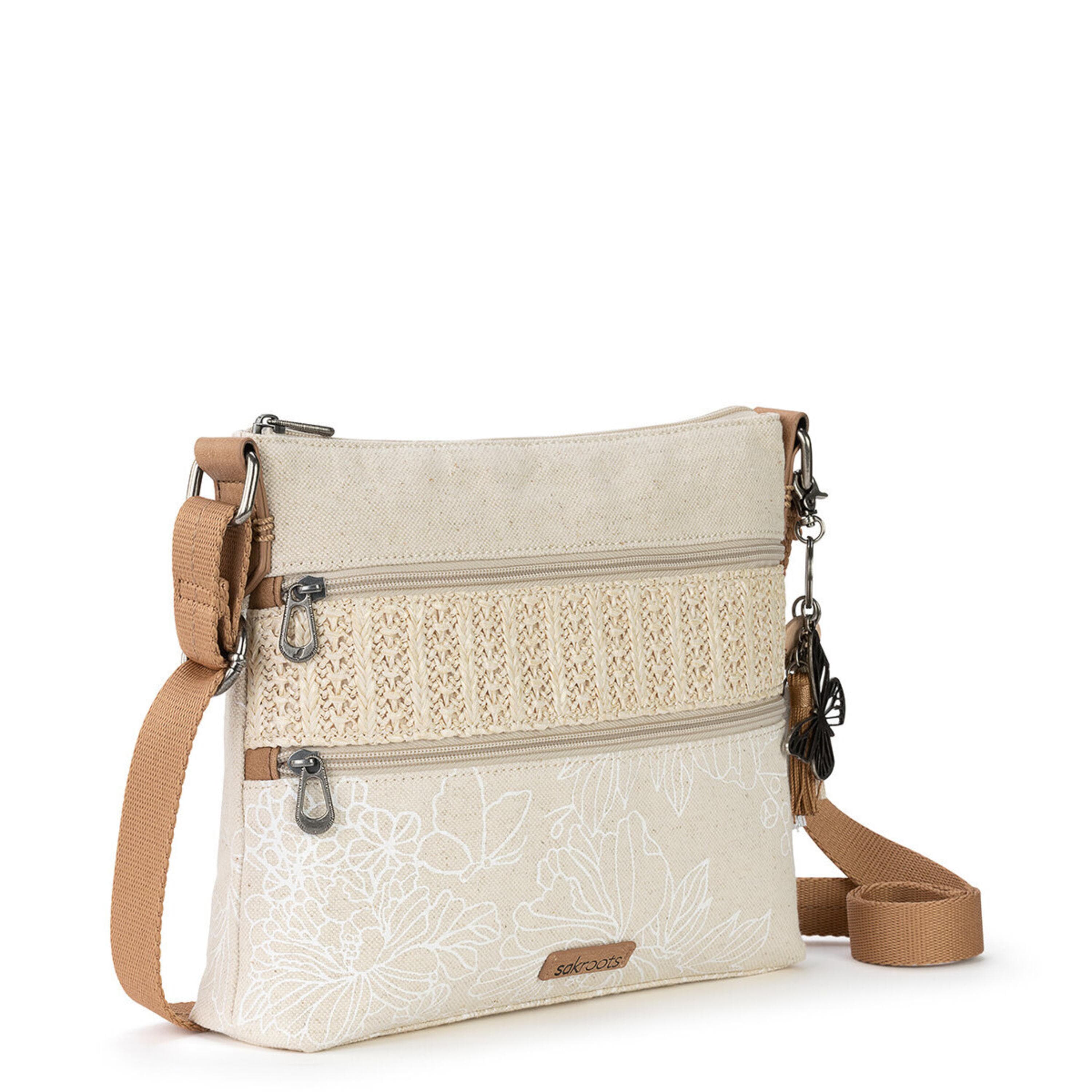 Sakroots Basic Crossbody - Canvas - White Flower Blossom