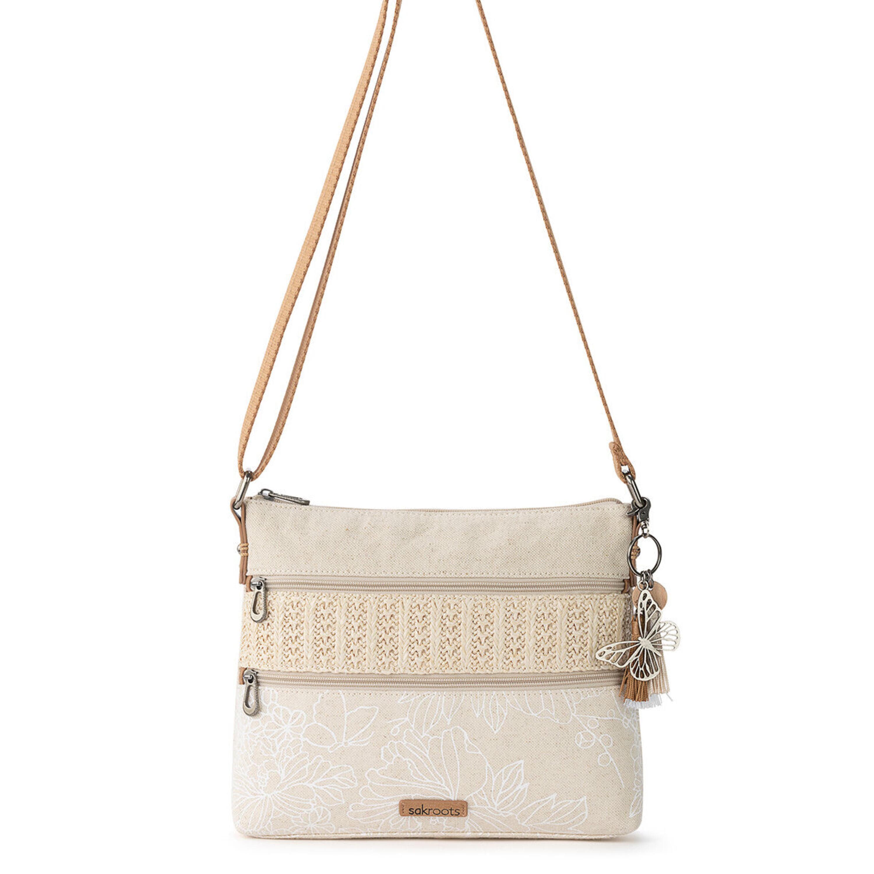 Sakroots Basic Crossbody - Canvas - White Flower Blossom