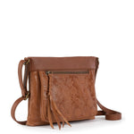 The Sak Sanibel Mini Crossbody - Leather - Tobacco Floral Embossed