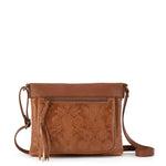 The Sak Sanibel Mini Crossbody - Leather - Tobacco Floral Embossed