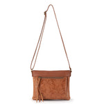 The Sak Sanibel Mini Crossbody - Leather - Tobacco Floral Embossed