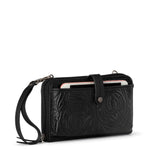 The Sak Iris Smartphone Wallet - Leather - Black Leaf Embossed