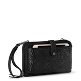 The Sak Iris Smartphone Wallet - Leather - Black Leaf Embossed