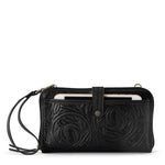 The Sak Iris Smartphone Wallet - Leather - Black Leaf Embossed