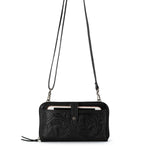 The Sak Iris Smartphone Wallet - Leather - Black Leaf Embossed