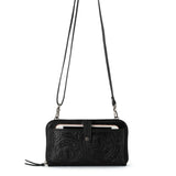 The Sak Iris Smartphone Wallet - Leather - Black Leaf Embossed