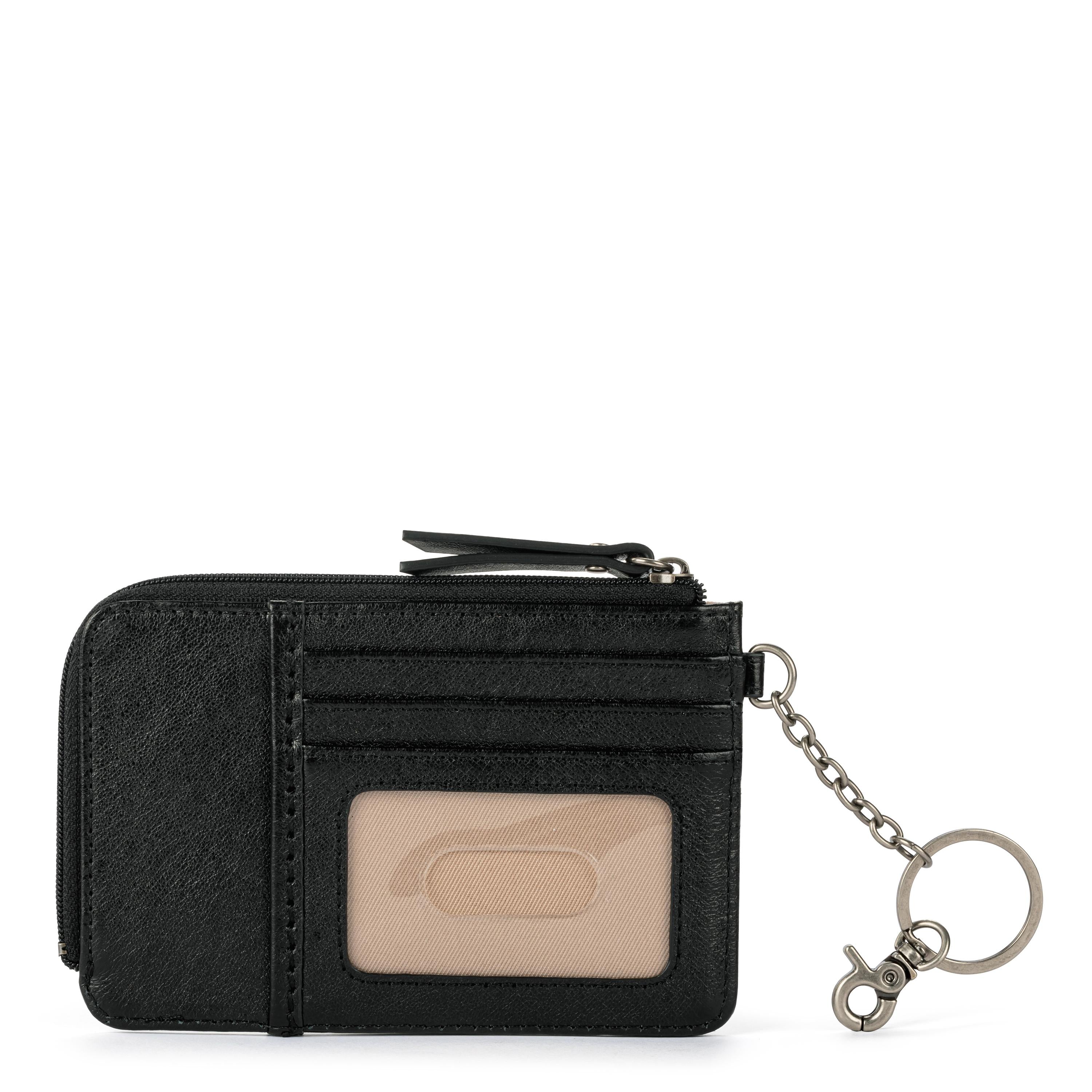 The Sak Iris Card Wallet - Leather - Black Leaf Embossed