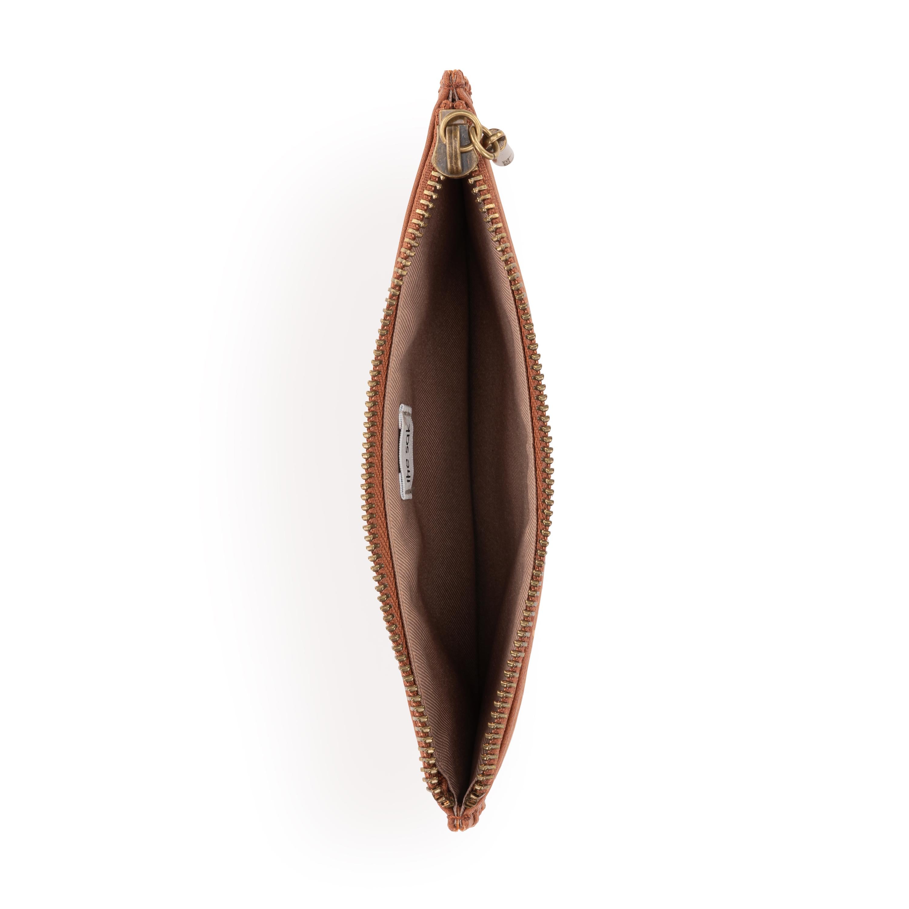 The Sak Neva Large Card Wallet - Leather - Tobacco Floral Embossed