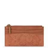 The Sak Neva Large Card Wallet - Leather - Tobacco Floral Embossed