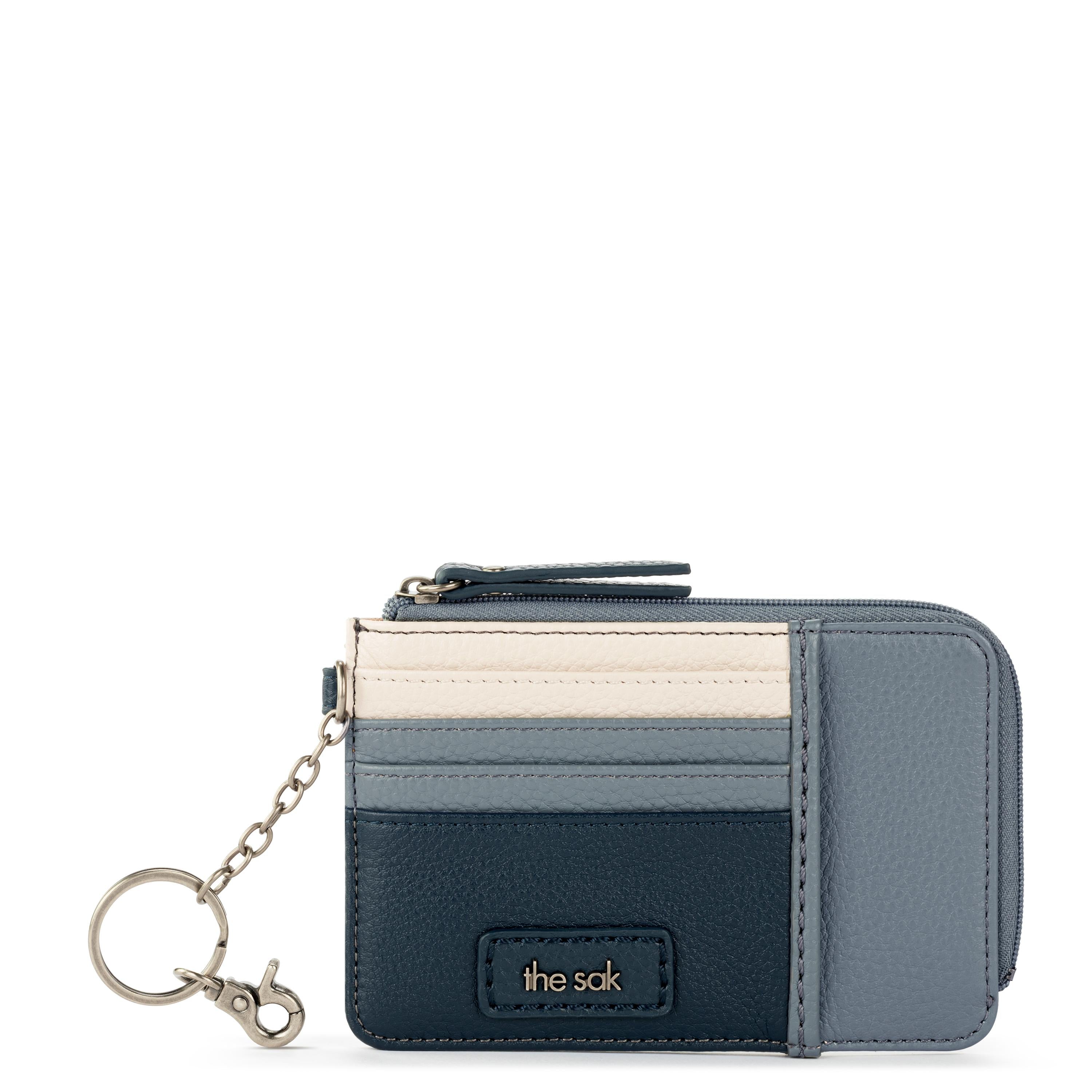 The Sak Iris Card Wallet - Leather - Dusty Blue Block