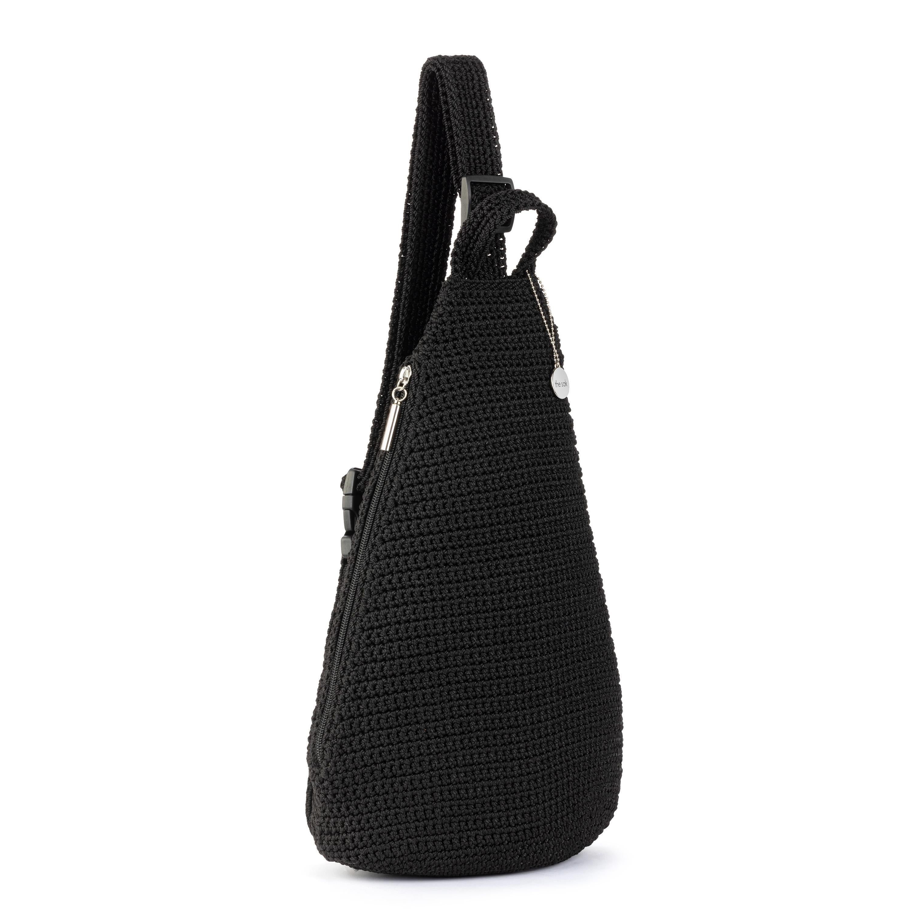 The Sak Geo Sling Backpack - Hand Crochet - Black