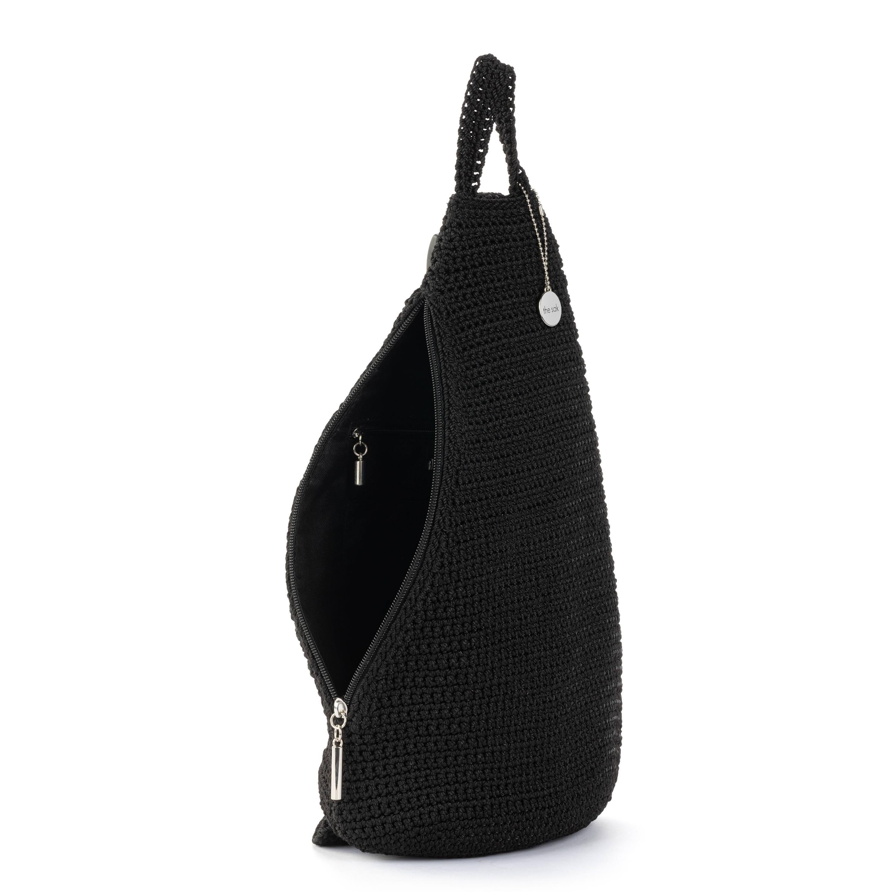 The Sak Geo Sling Backpack - Hand Crochet - Black