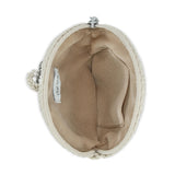 The Sak Circle Coin Pouch - Hand Crochet - Ecru Rosewood Heart