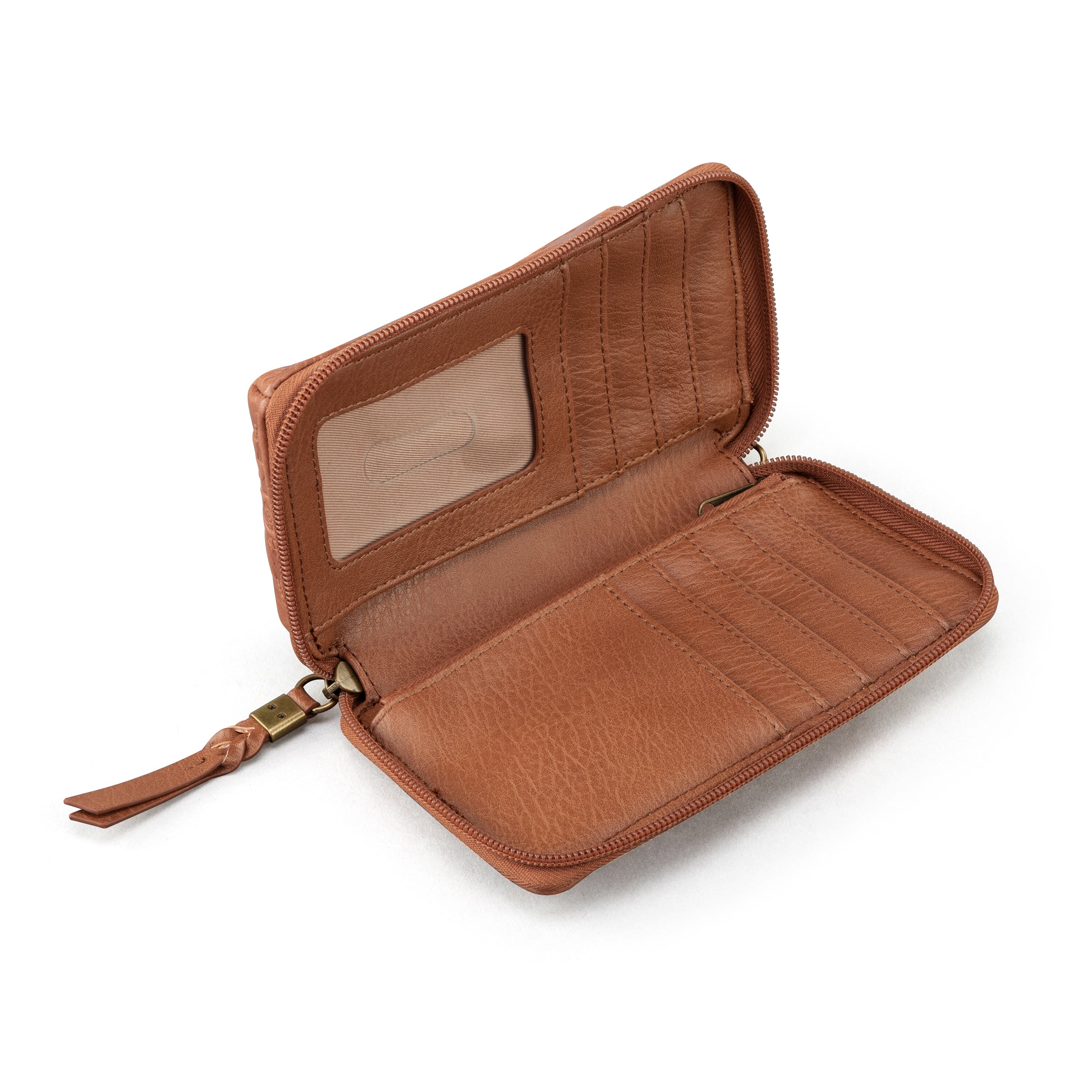 The Sak Silverlake Smartphone Wallet - Leather - Tobacco Floral Embossed