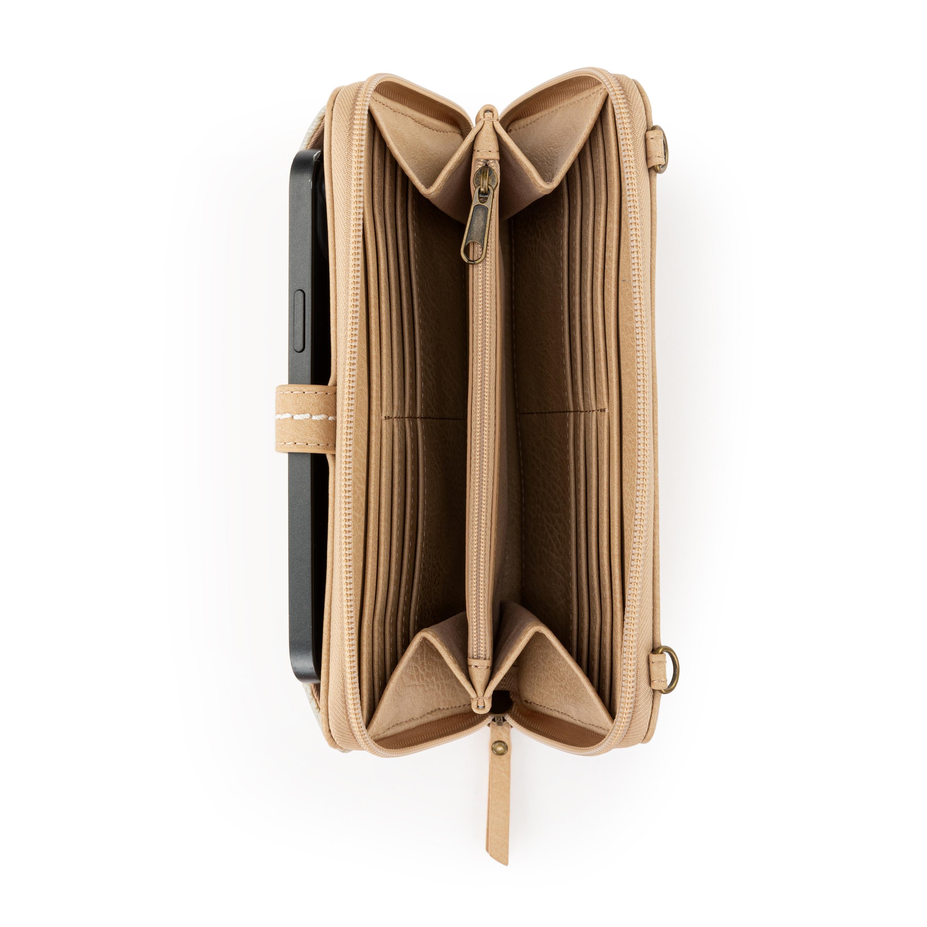 The Sak Iris Smartphone Wallet - Hand Crochet - Natural Fan