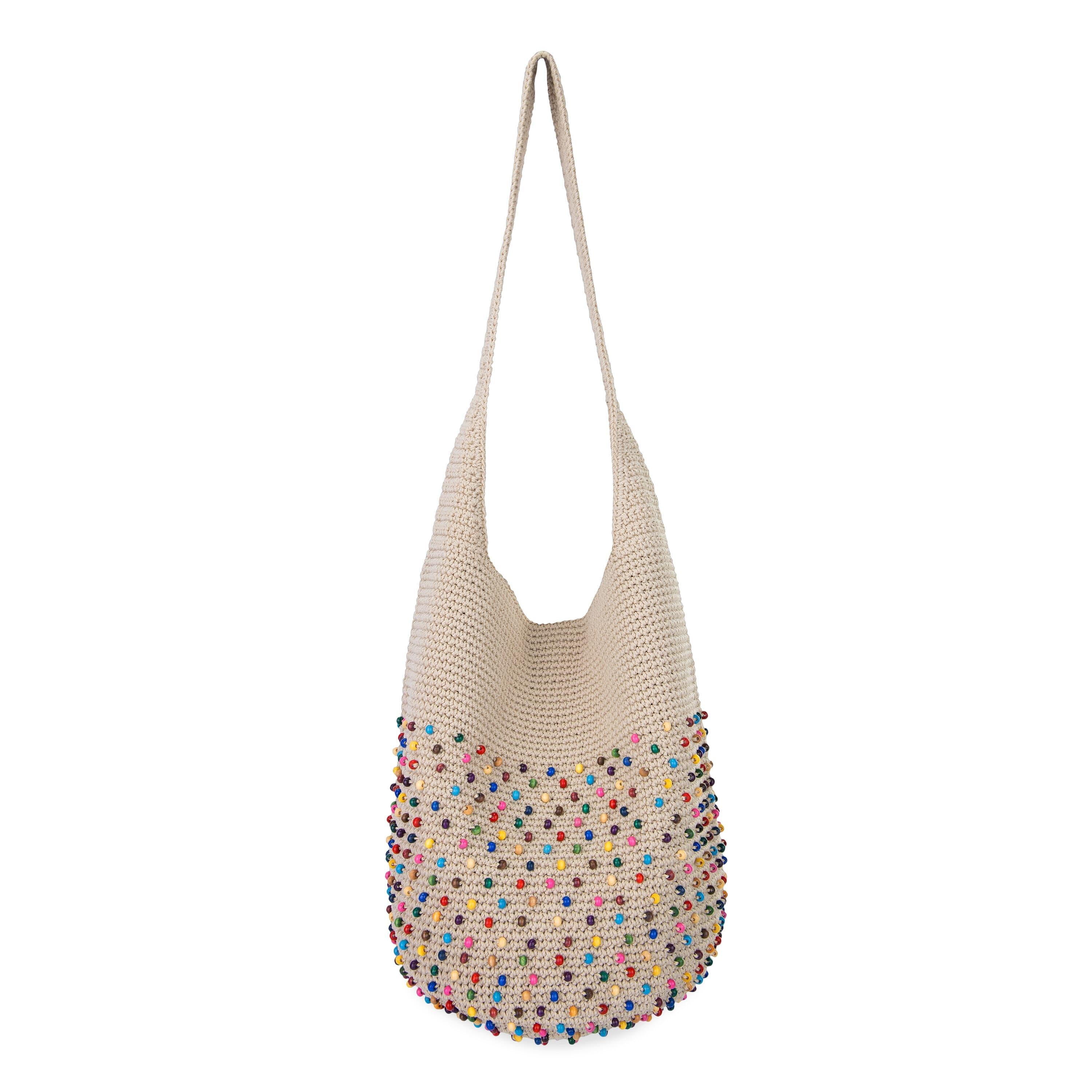 The Sak 120 Hobo - Hand Crochet - Ecru Multi Beads