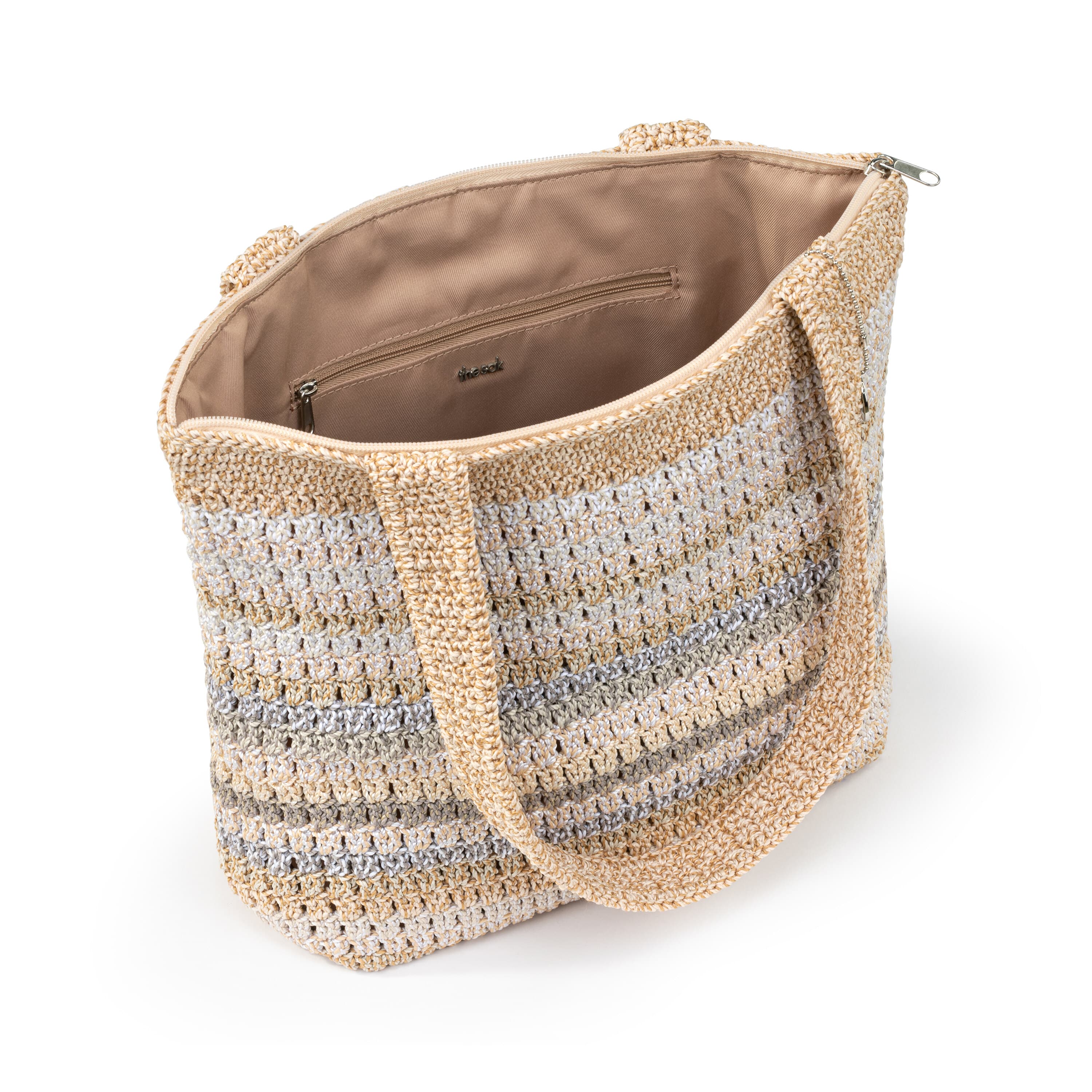 The Sak Casual Classics Tote - Hand Crochet - Sand Stripe