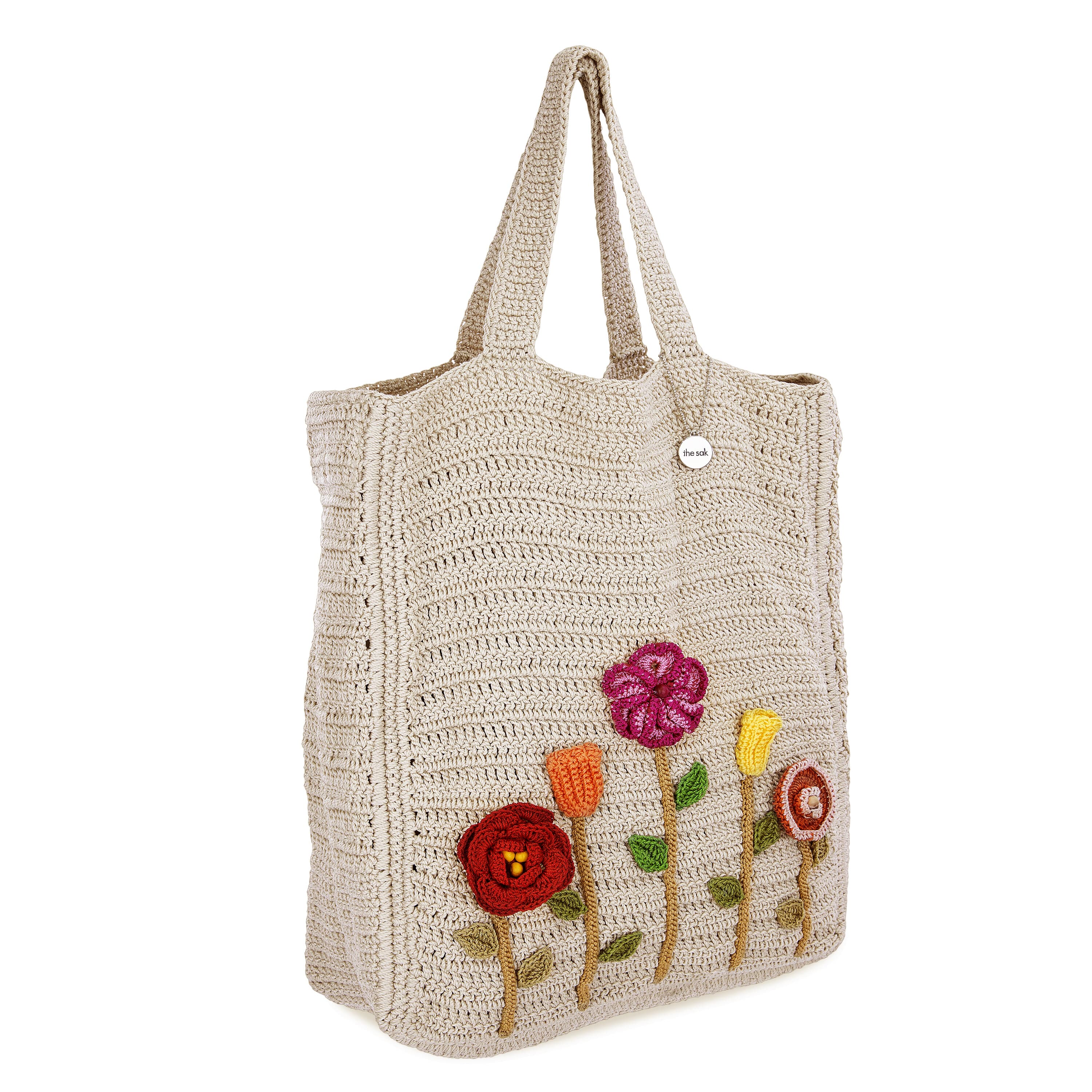 The Sak Lanie Market Tote - Hand Crochet - Flower Ecru