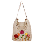 The Sak Lanie Market Tote - Hand Crochet - Flower Ecru