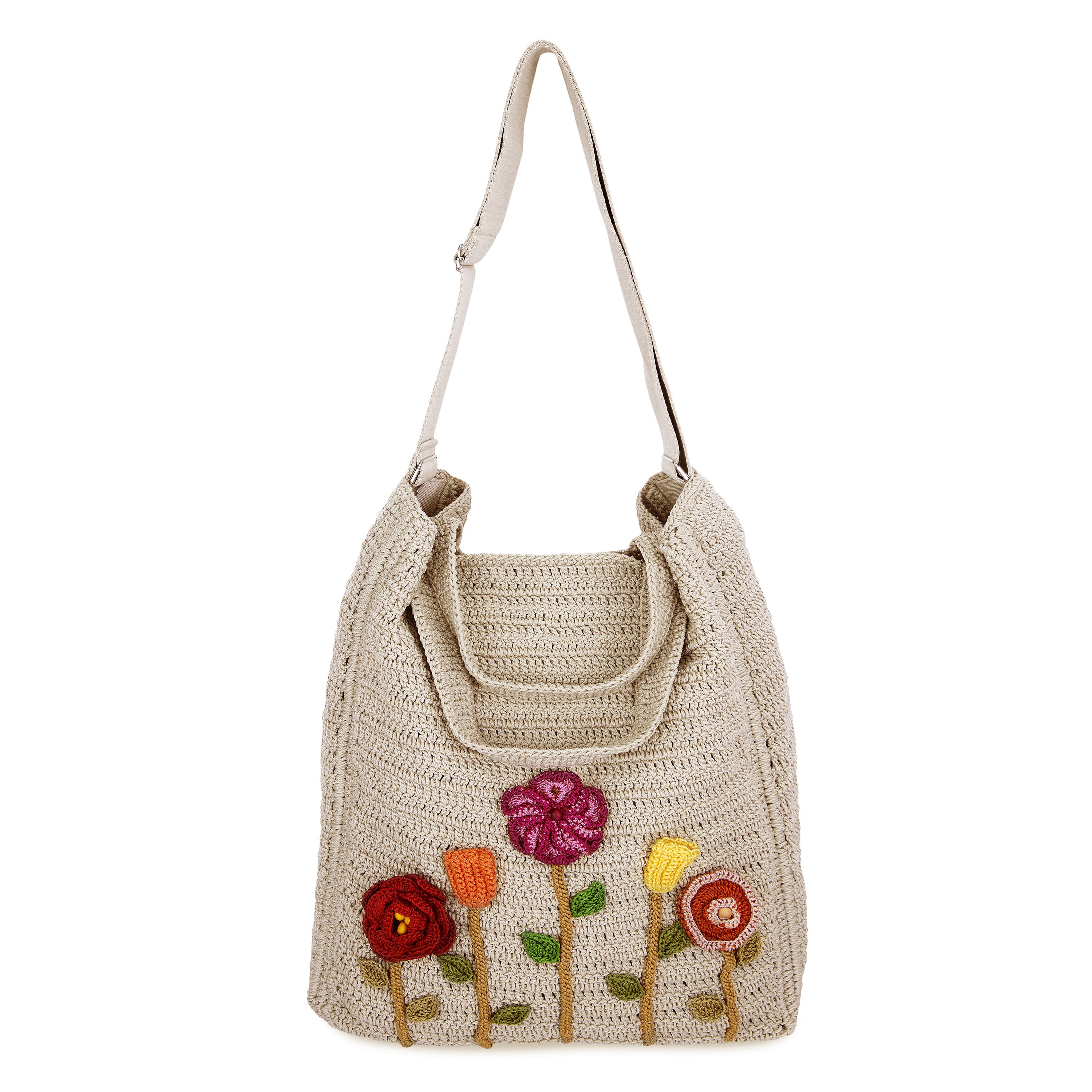 The Sak Lanie Market Tote - Hand Crochet - Flower Ecru