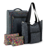 Sakroots On The Go 21" Spinner Luggage Bundle - EcoTwill - Black Rainbow Spirit Desert