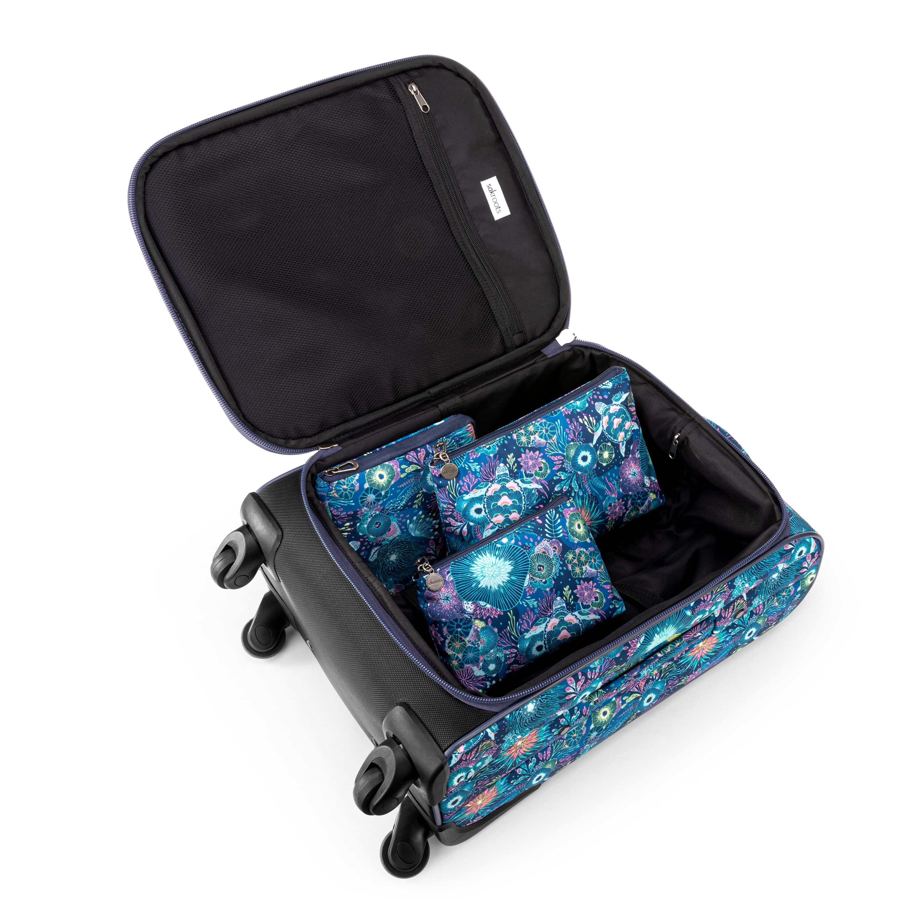 Sakroots On The Go 21" Spinner Luggage Bundle - EcoTwill - Royal Blue Seascape