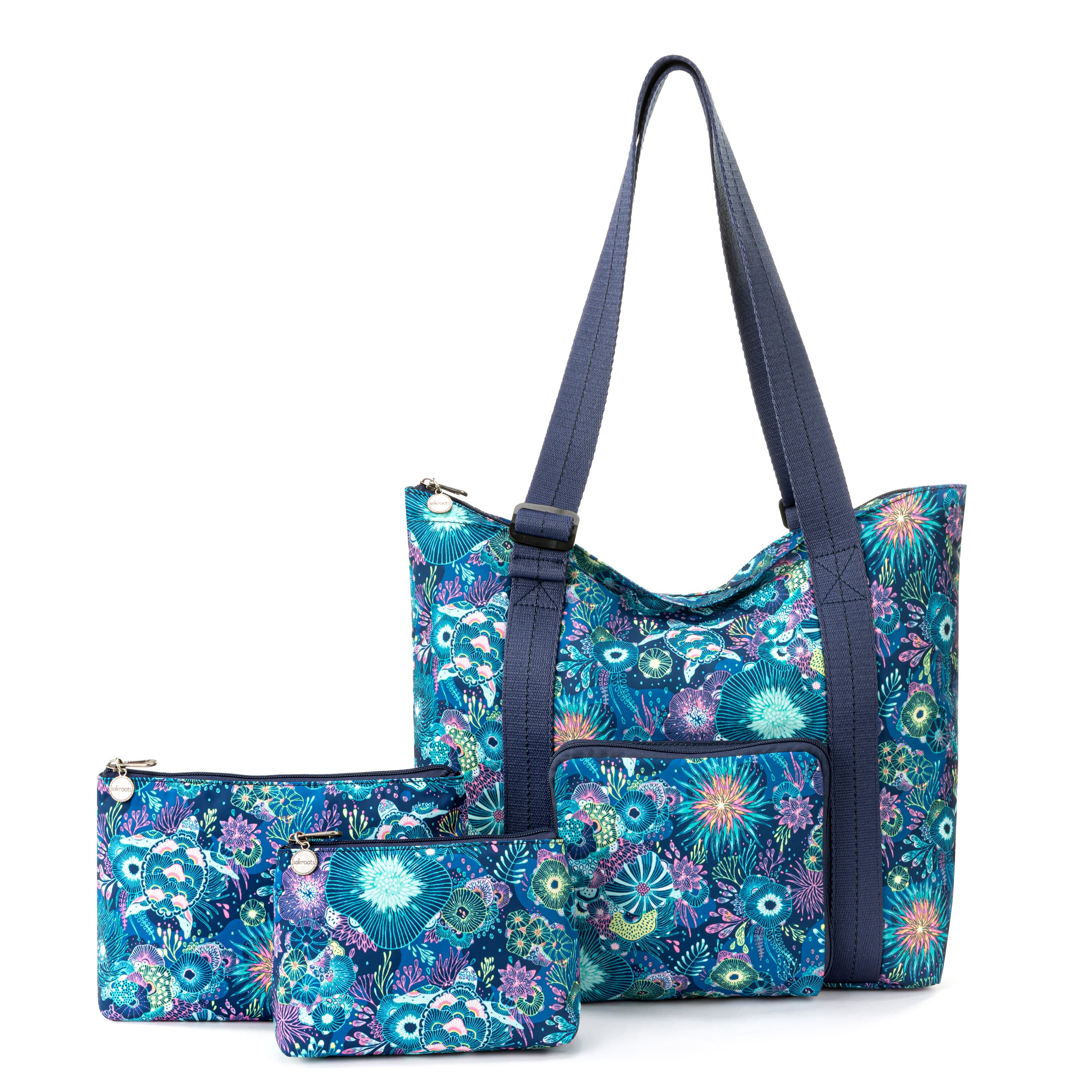 Sakroots On The Go 21" Spinner Luggage Bundle - EcoTwill - Royal Blue Seascape