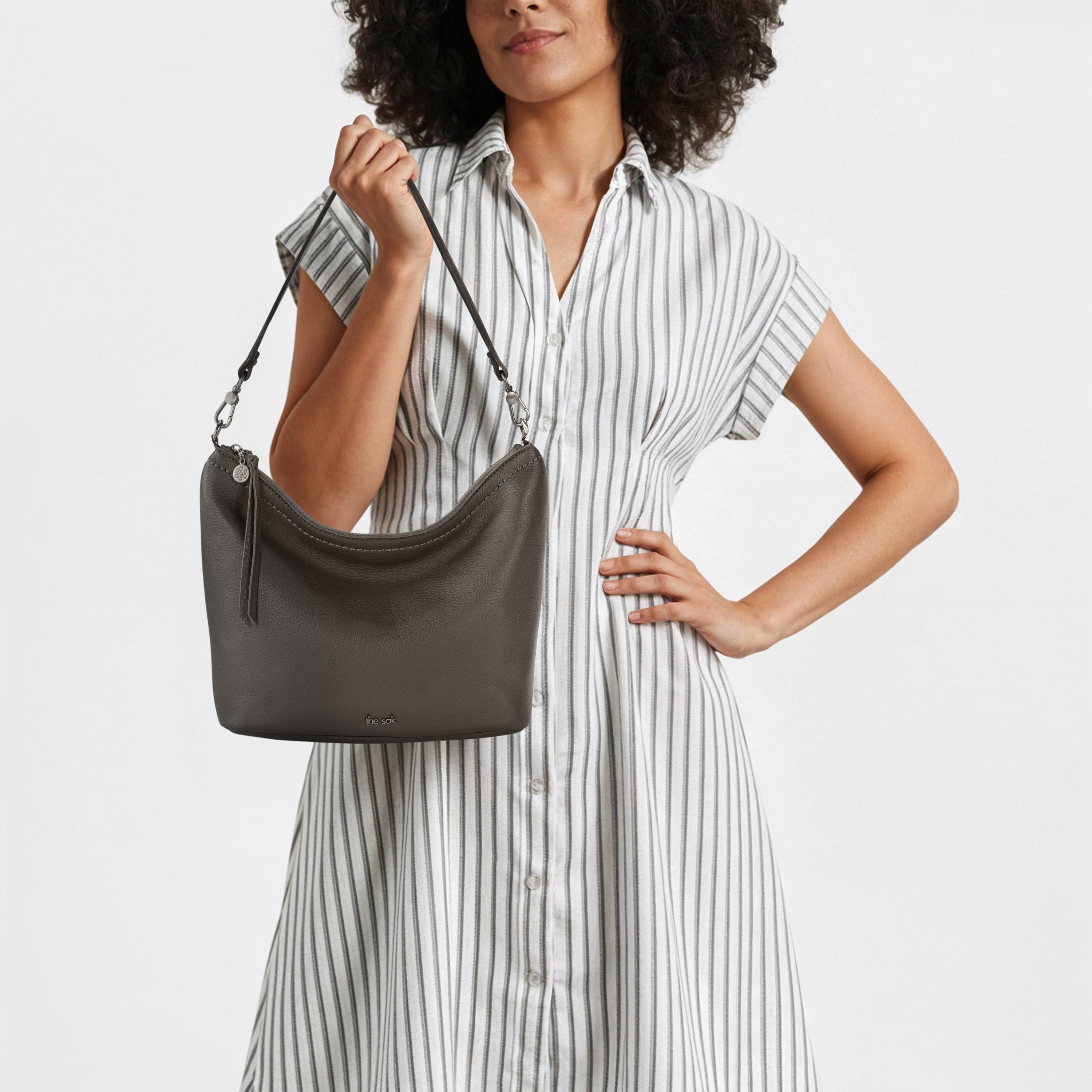 The Sak Jasmine Small Hobo - Leather - Slate