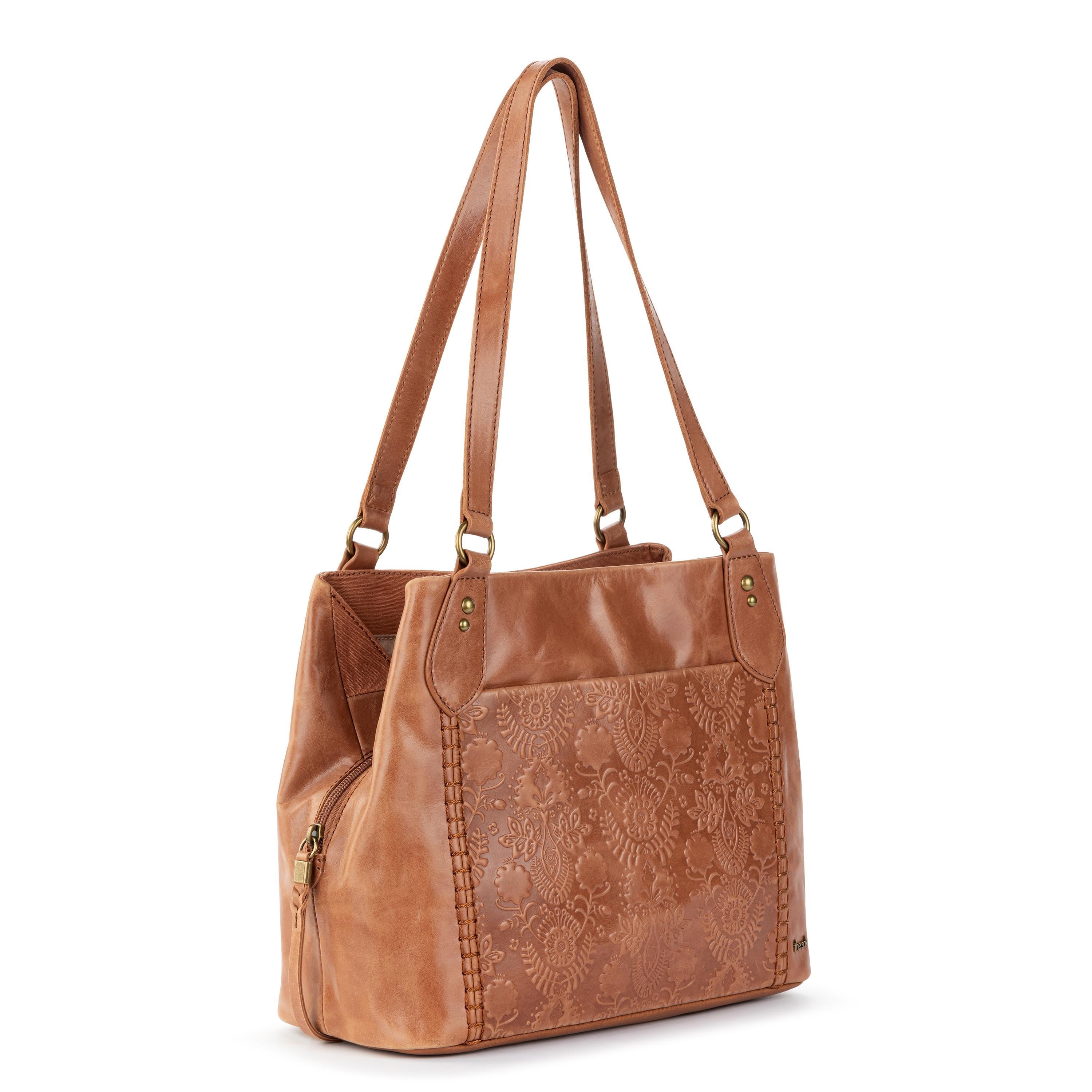The Sak Melrose Satchel - Leather - Tobacco Floral Embossed
