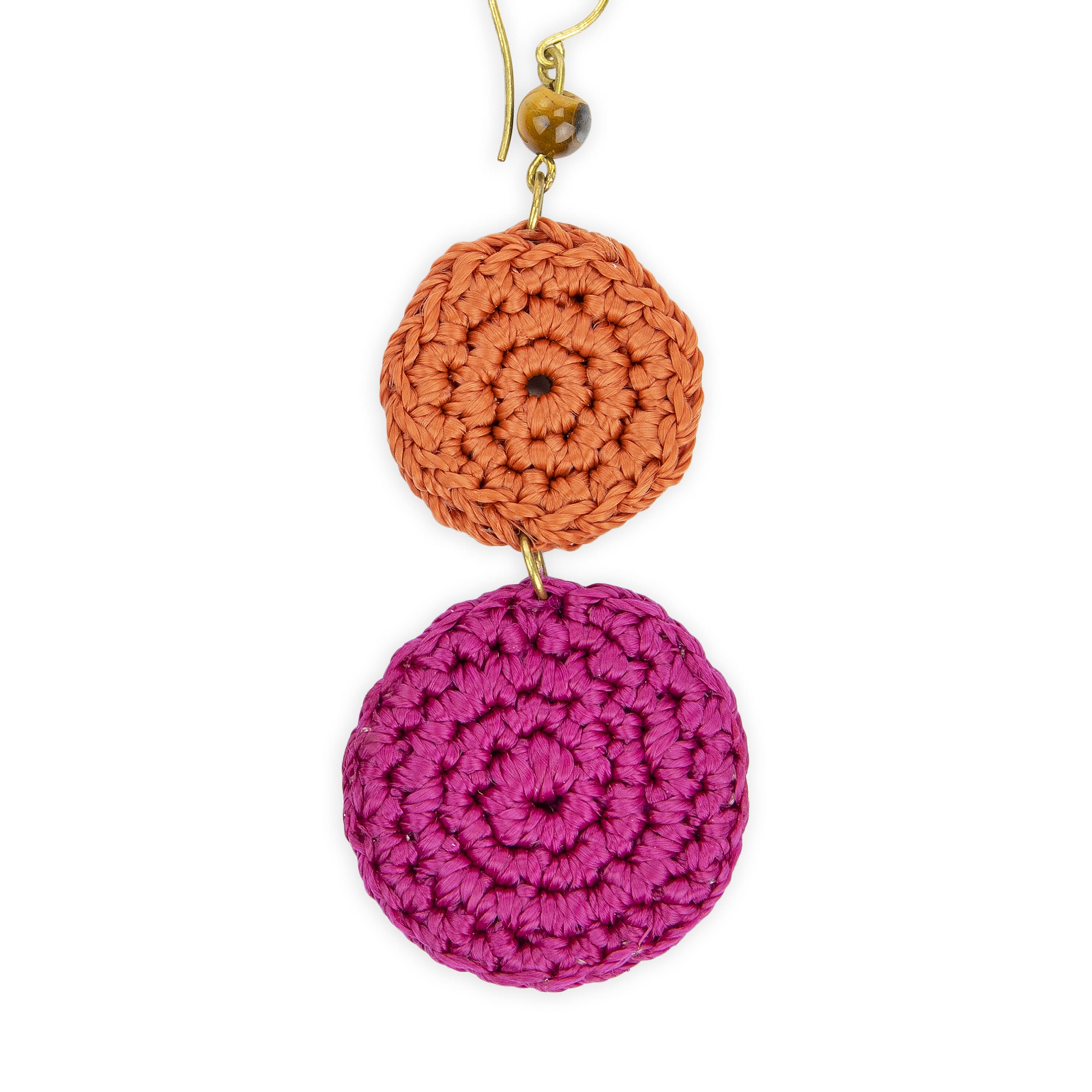The Sak Jasper Double Disc Earrings - Hand Crochet - Pinkberry Cayen Block