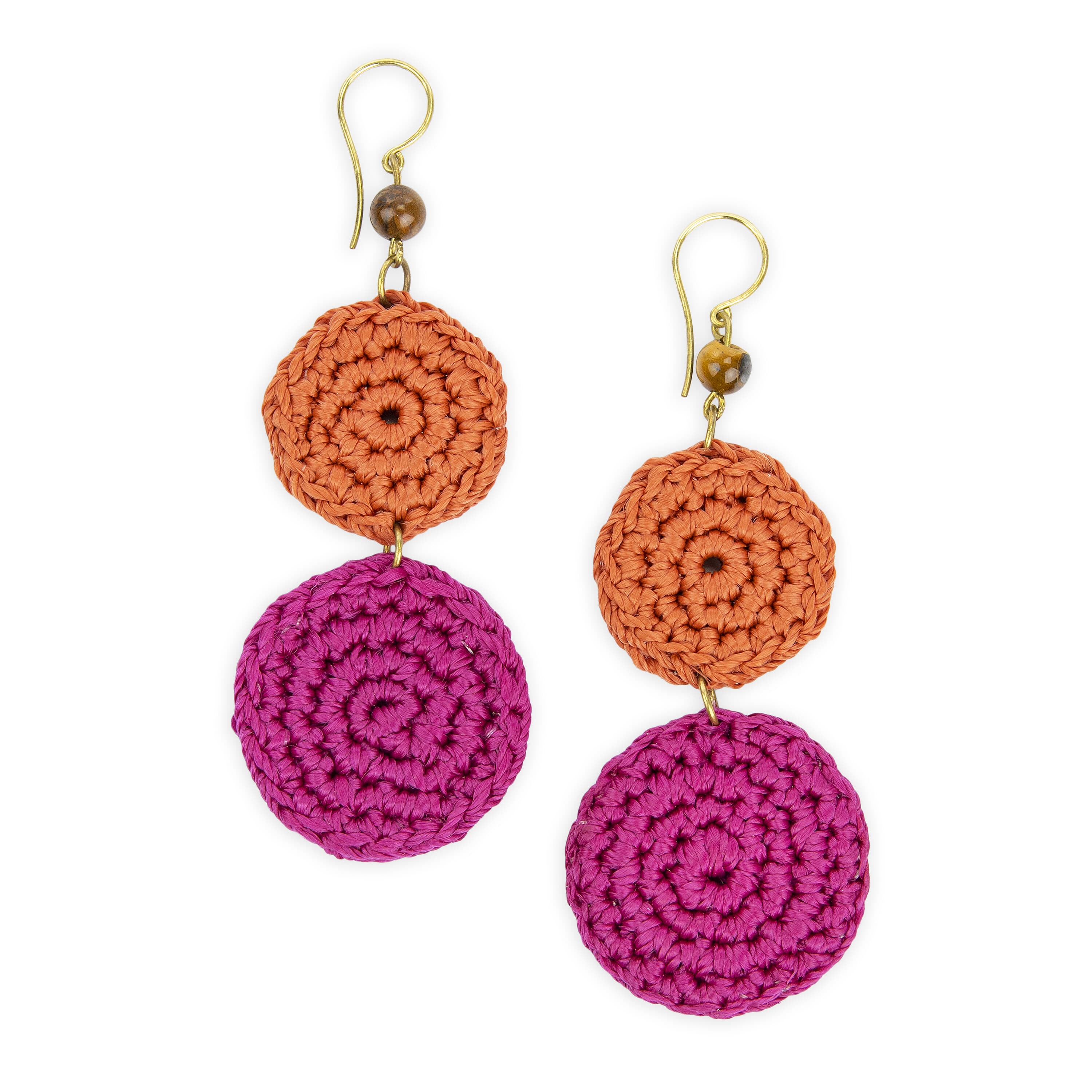 The Sak Jasper Double Disc Earrings - Hand Crochet - Pinkberry Cayen Block
