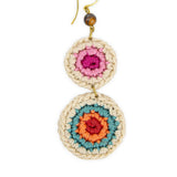 The Sak Jasper Double Disc Earrings - Hand Crochet - Beach Stripe