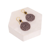 The Sak Jasper Disc Earrings - Hand Crochet - Mushroom