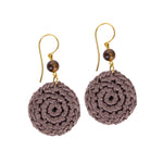 The Sak Jasper Disc Earrings - Hand Crochet - Mushroom