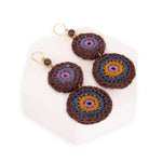 The Sak Jasper Double Disc Earrings - Hand Crochet - Brown Stripe