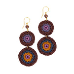 The Sak Jasper Double Disc Earrings - Hand Crochet - Brown Stripe
