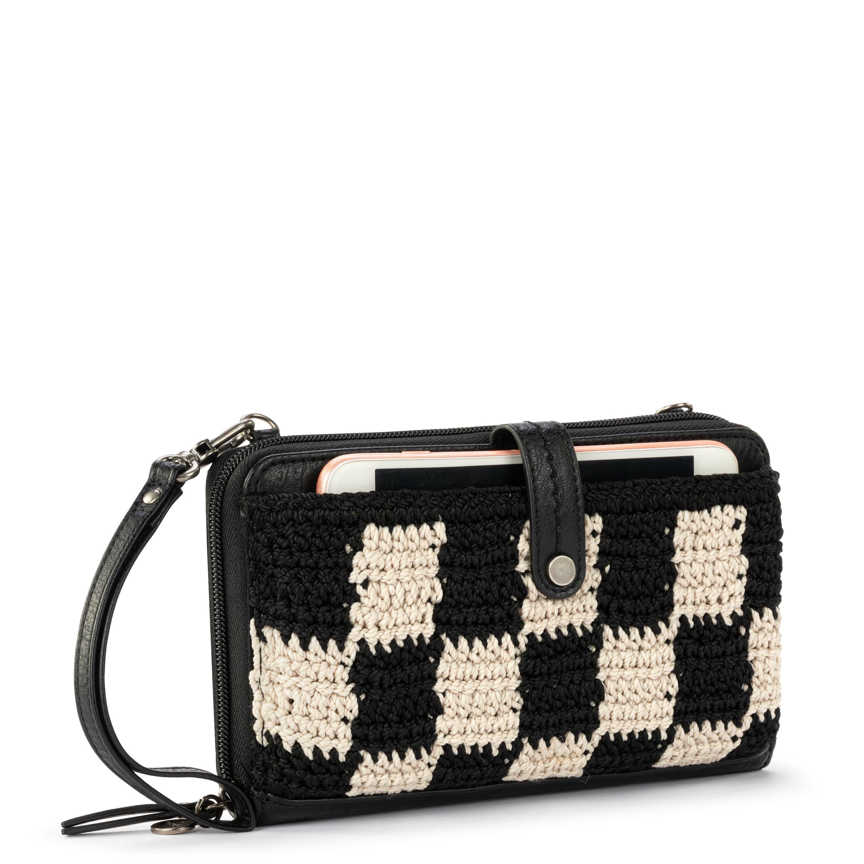 The Sak Iris Smartphone Wallet - Hand Crochet - Black Check