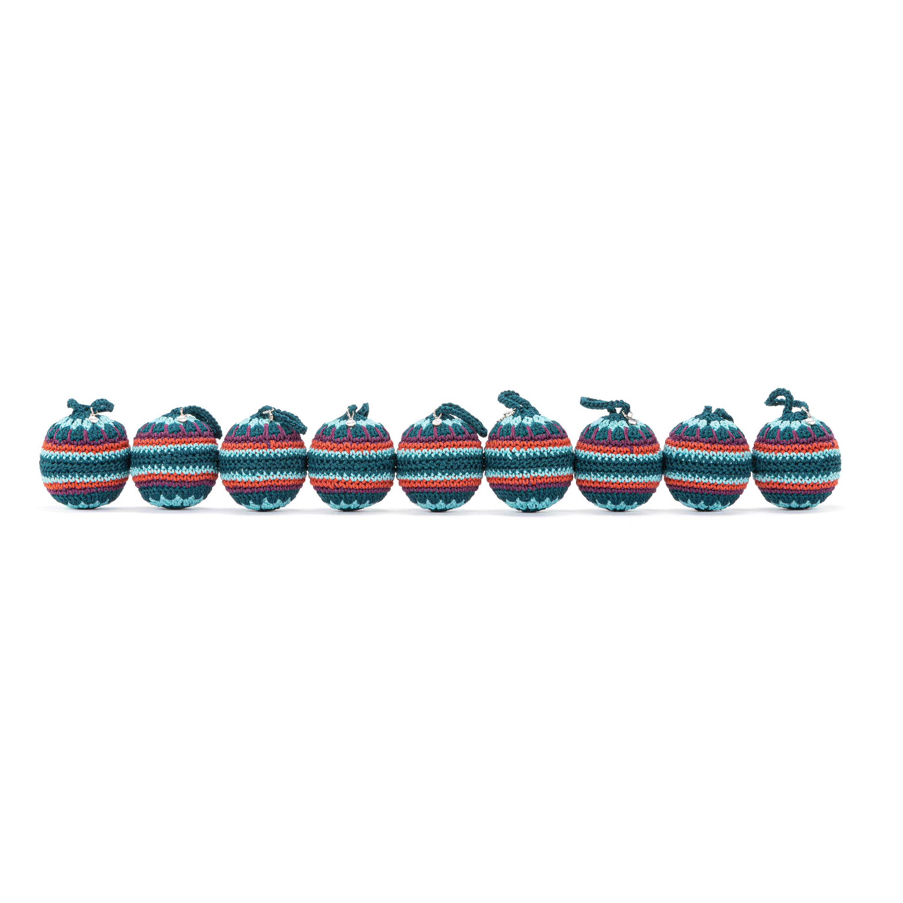 The Sak 9-Piece Ornament Set - Hand Crochet - Granny Multi