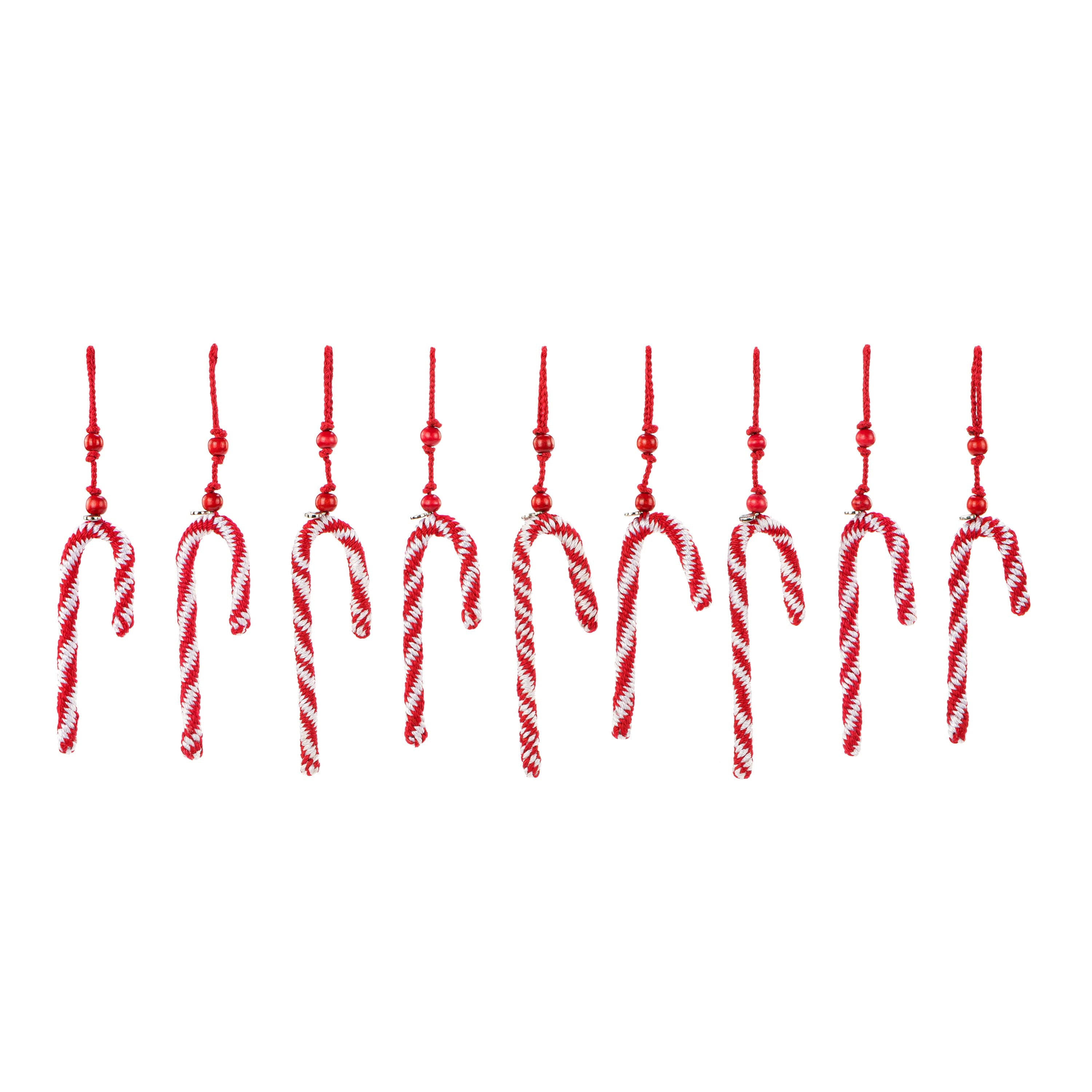 The Sak 9-Piece Ornament Set - Hand Crochet - Candy Canes