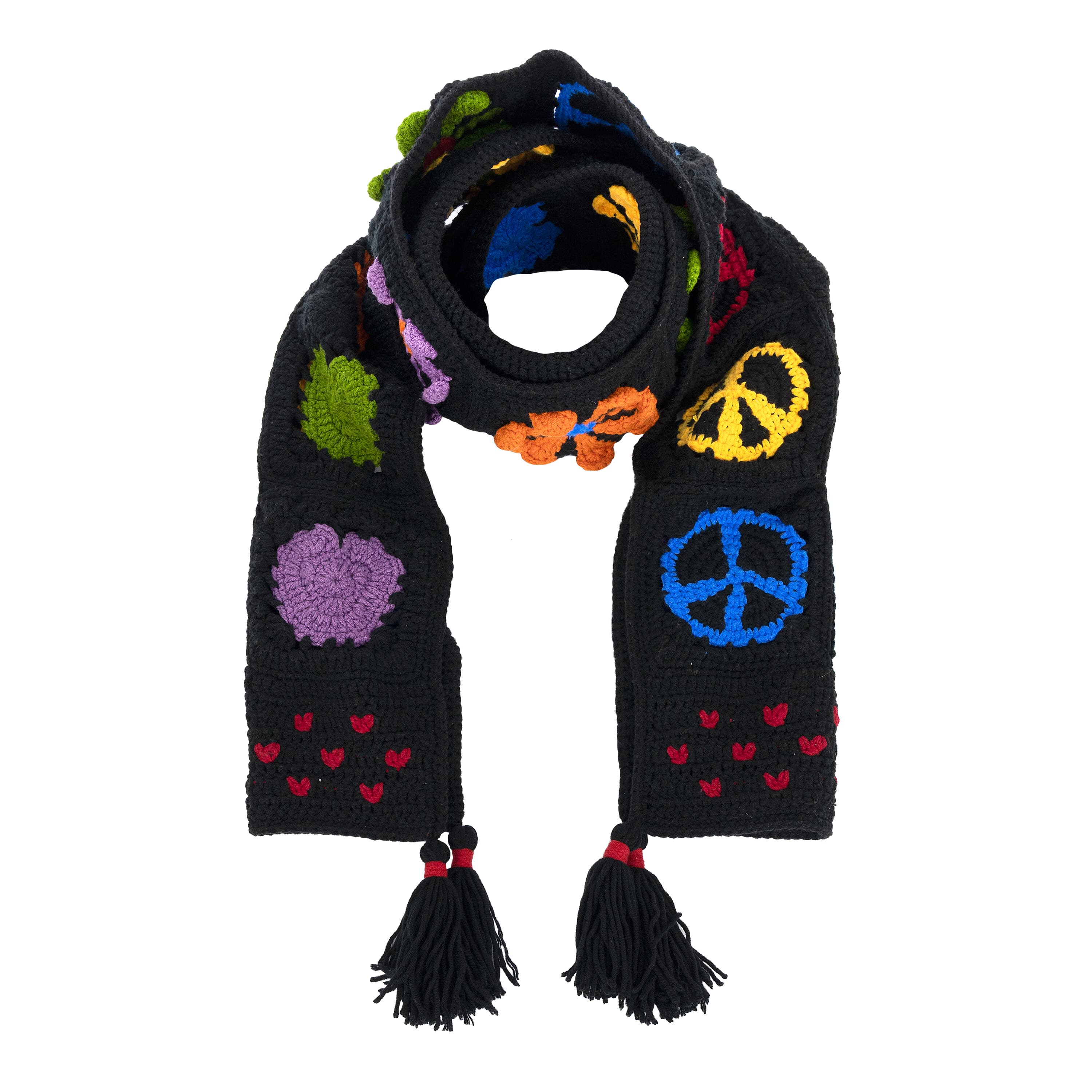 The Sak Haven Cozy Scarf - Hand Crochet - Black Peace And Love