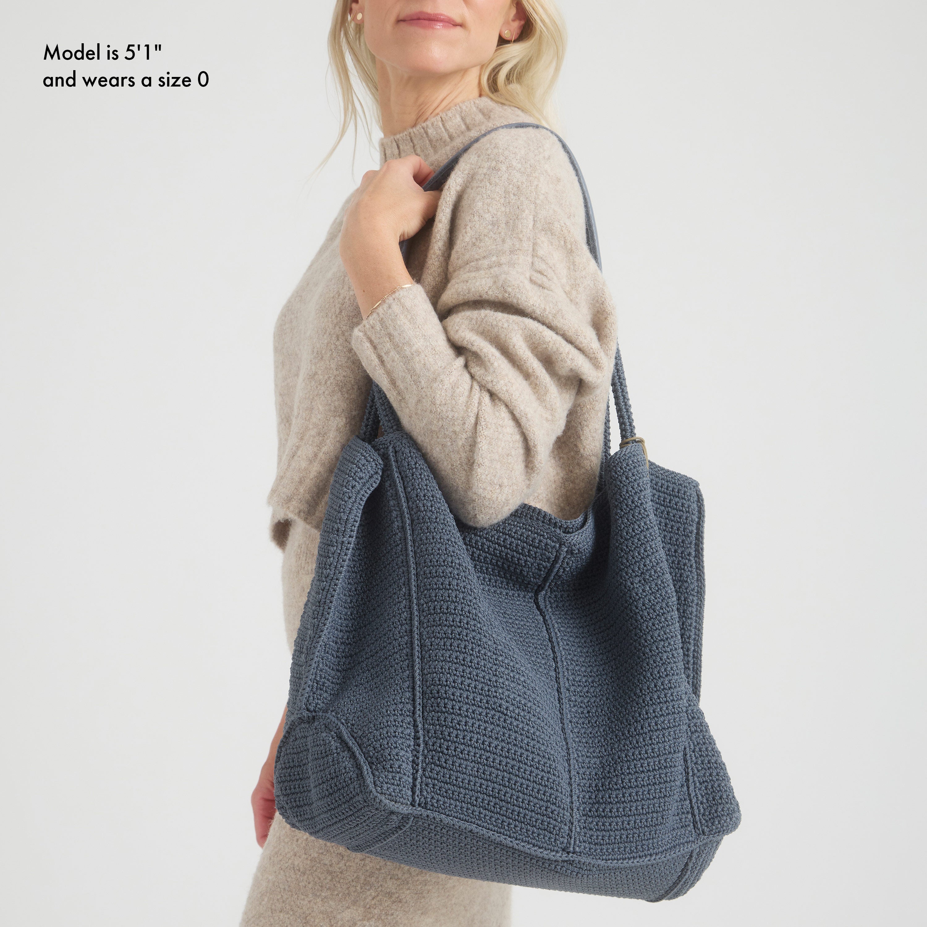 The Sak Los Feliz Large Tote - Hand Crochet - Maritime